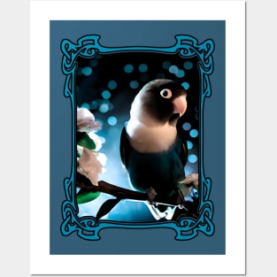 Pretty Blue Black Masked Lovebird Posters and Art